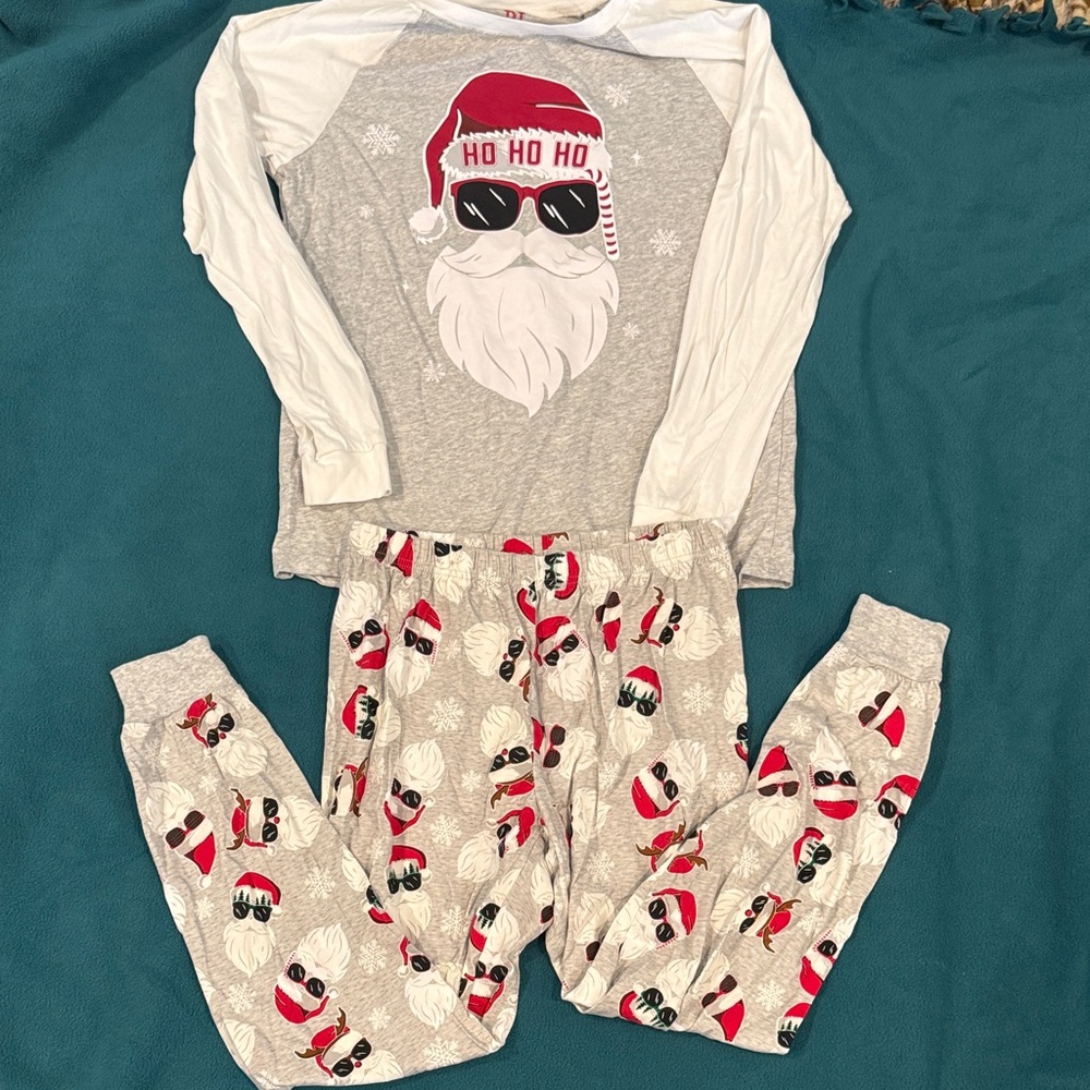 Santa Pajama Set - Gray, Red and White Size Small